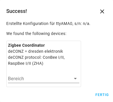 Konfigurationsdialog ZHA Integration (2)